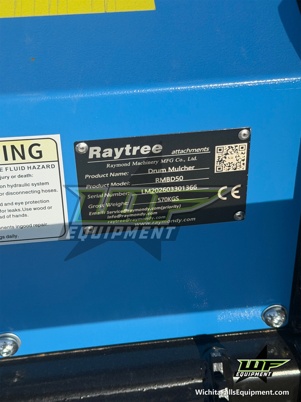 Raytree RMBD50 50 in. Low Flow Drum Mulcher - Skid Steer — view 3 of 4