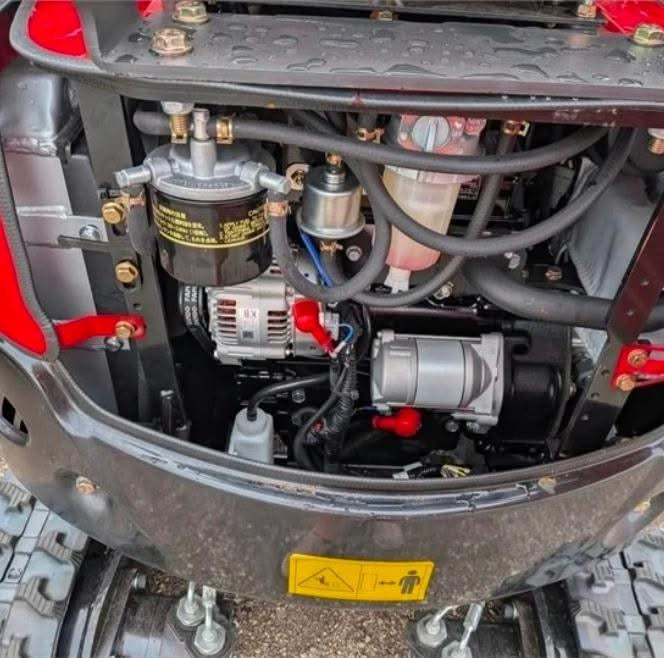 SDLaunch LE20 red mini excavator — Yanmar engine bay, view 3 of 4
