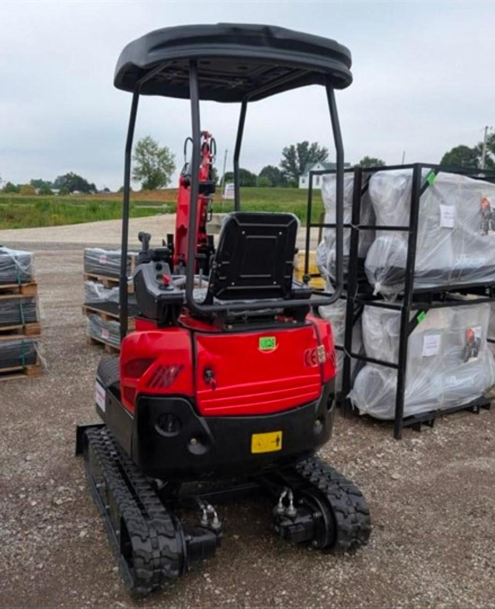 SDLaunch LE20 red mini excavator — rear view, view 4 of 4