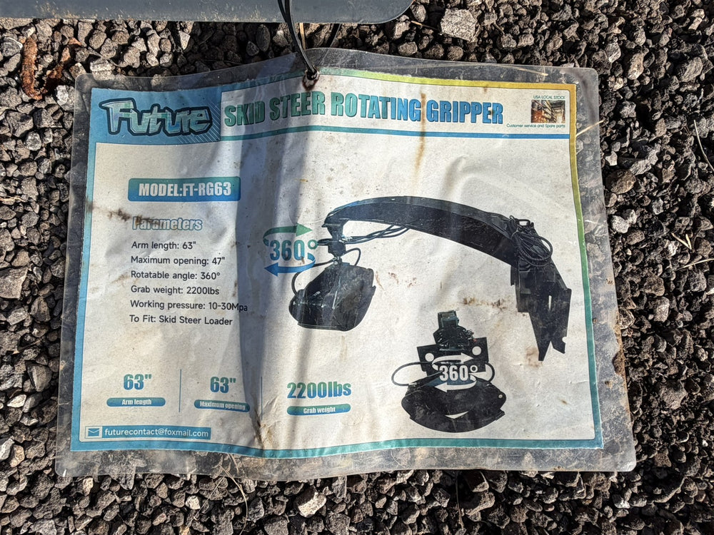 Skid Steer 360 Rotating Grapple - 2,200 lb Capacity