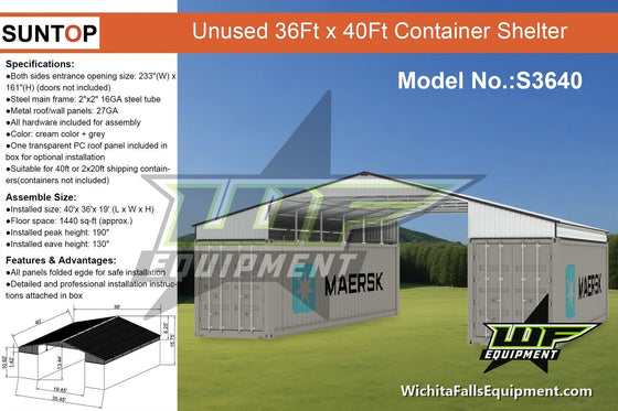 2026 Suntop S3640 36x40 ft Container Shelter