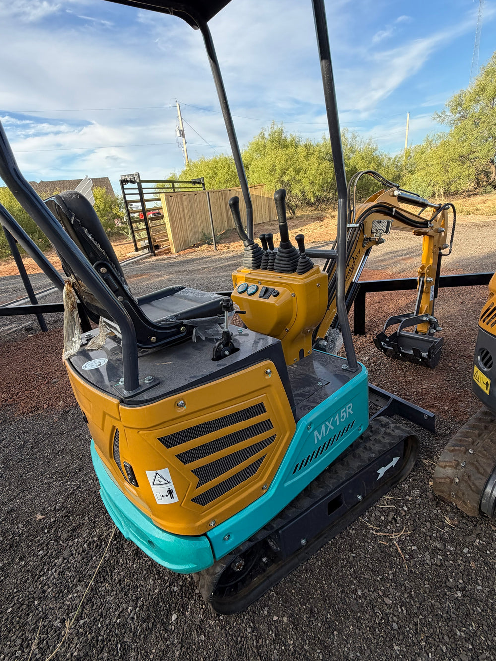 MX15RX mini excavator, rear quarter view