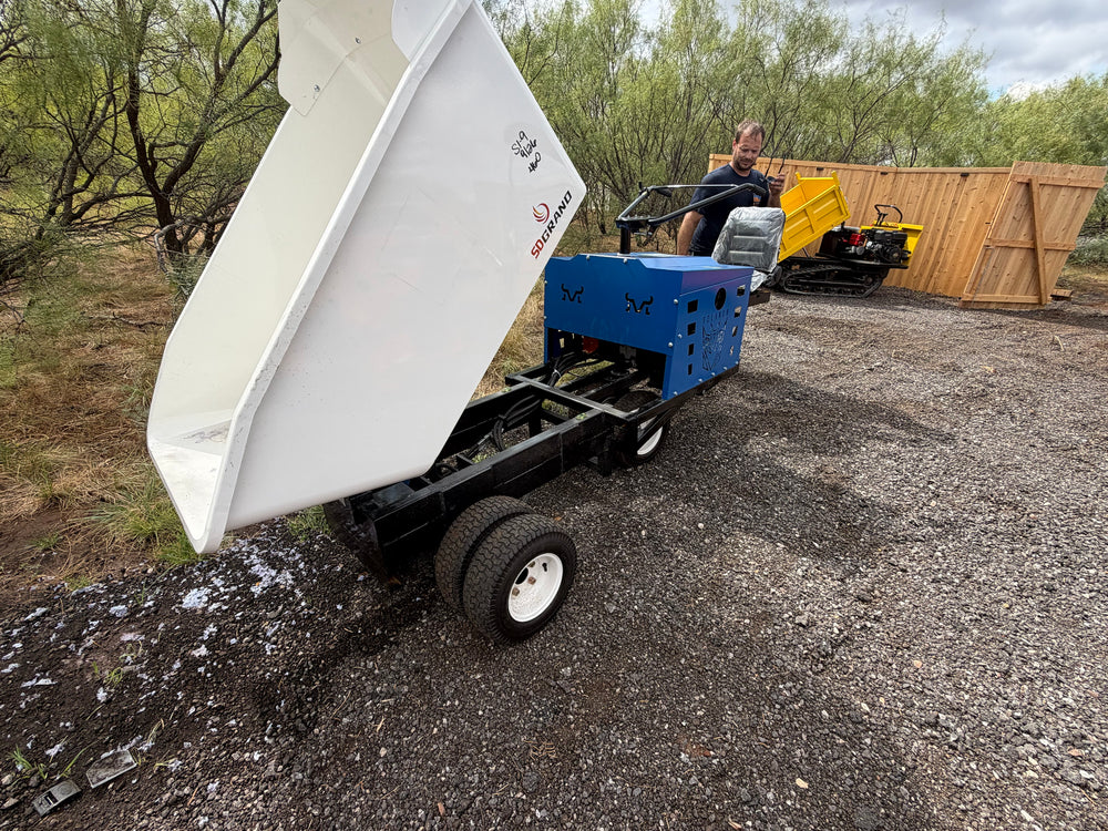 SDLaunch DT1300 wheeled mini dumper on the lot