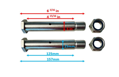 25mm Hex Head Pins for Mini Excavator Attachments (Pair)