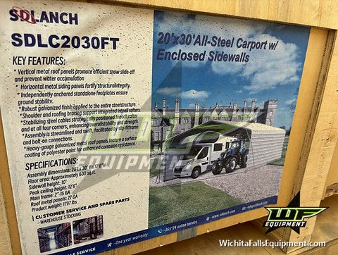 SDLaunch 20x30 Enclosed Sides Carport