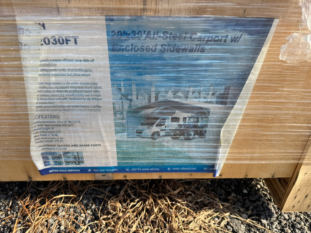 SDLauch 20x30 Enclosed Sides Carport