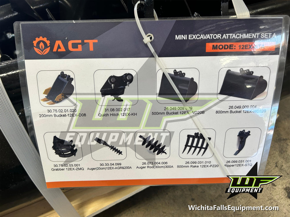 AGT 12EX-ATA Mini Excavator Attachment Set