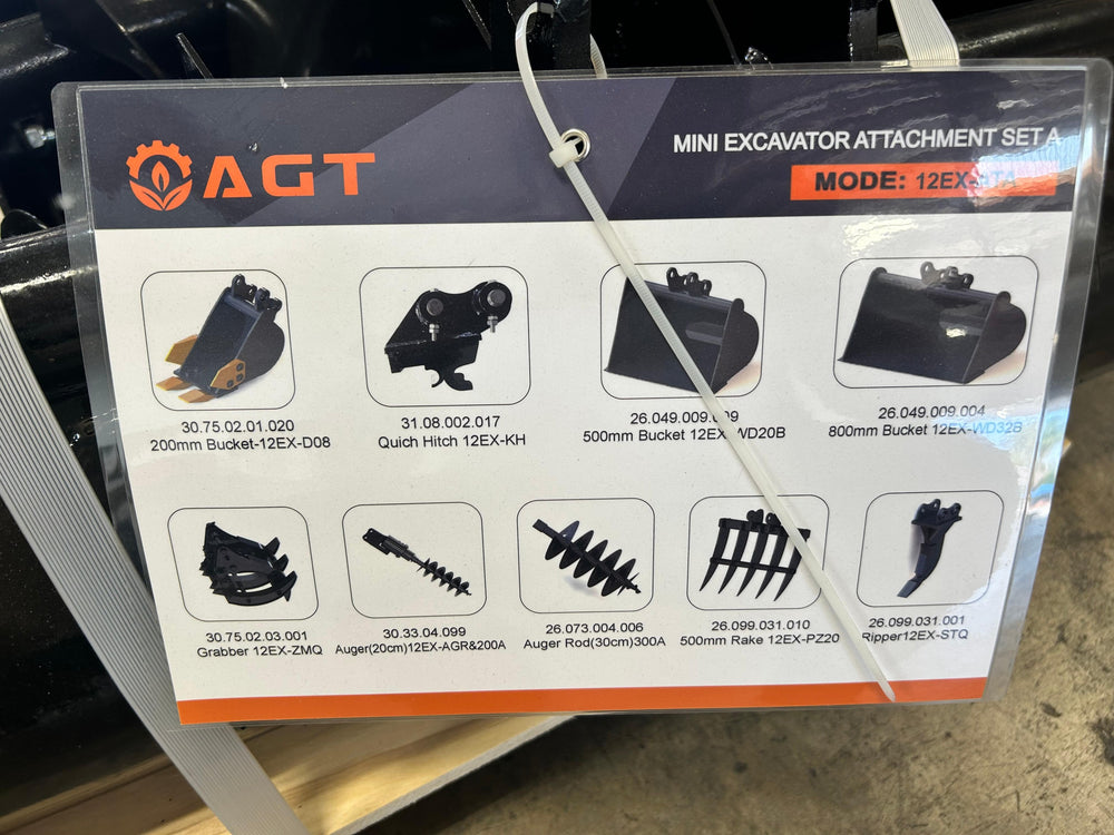 AGT 12EX-ATA Mini Excavator Attachment Set