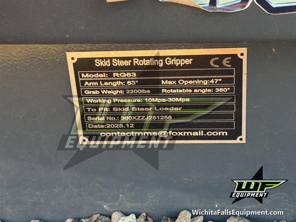 Skid Steer 360 Rotating Grapple - 2,200 lb Capacity