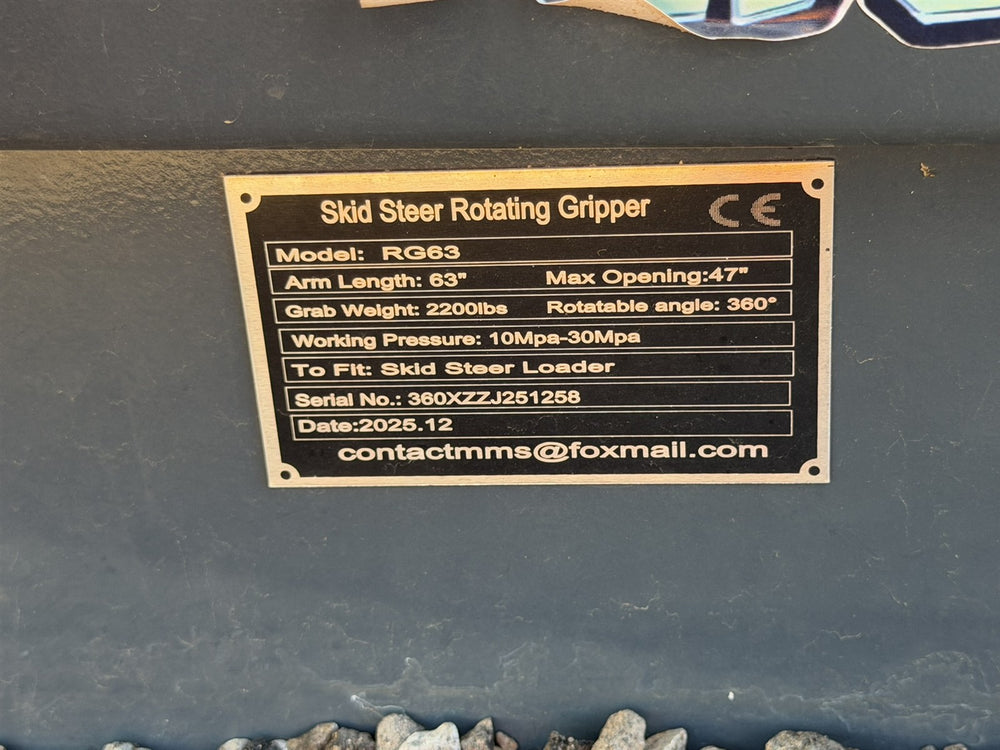 Skid Steer 360 Rotating Grapple - 2,200 lb Capacity