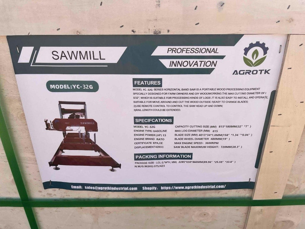 AGT YC-32G 32 in. Portable Sawmill