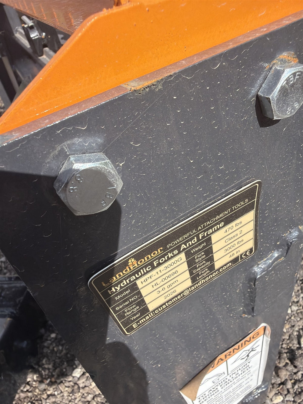 LandHonor HPF-11-3000G Hydraulic Pallet Forks and Frame